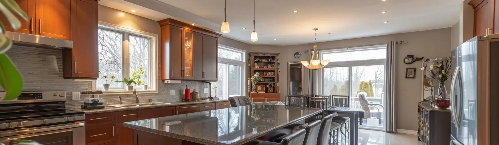 a modern, sleek kitchen with brand new cabinets and stylish decor.