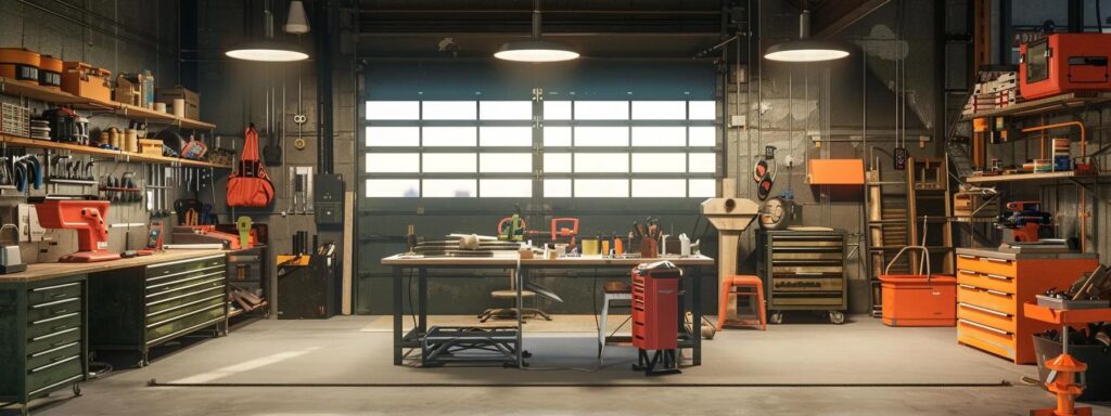 Local Deck Builders in Des Moines: Top Trends You’ll Love 3 a well-organized and modern workshop space featuring an array of professional deck maintenance tools neatly arranged on a workbench, illuminated by soft overhead lighting that highlights the meticulous care necessary for seasonal deck repair and upkeep in an urban setting.