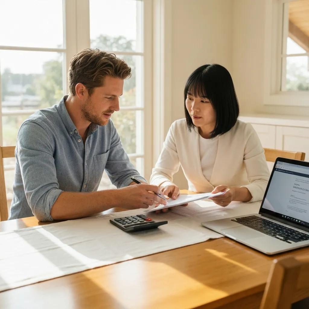 Exploring Financing Options for Your Basement Finishing Project: A Comprehensive Guide 5 Couple reviewing home equity loan documents for basement renovation